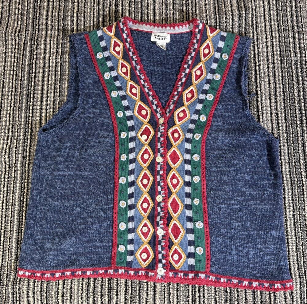Vintage Napa Valley Embroidered Vest Women's Plus Size 3X Grandma Teacher 90s